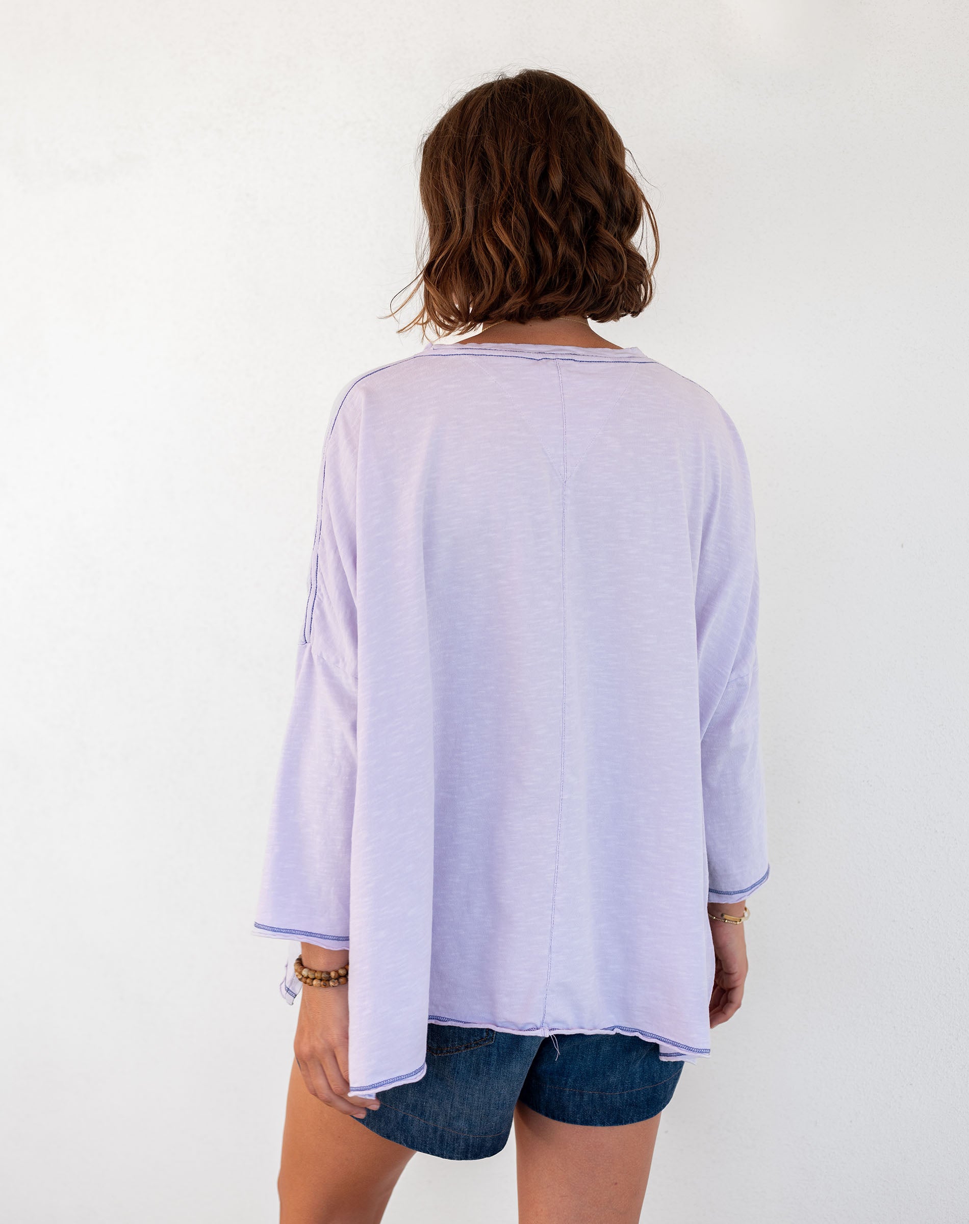 Women's Purple Oversized Slub Tee