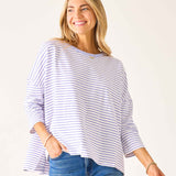 Women's Purple Striped Ringer Tee