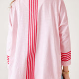 Women's Sporty Pink Striped Slub Tee