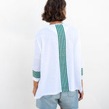 Women's Sporty Green Striped Slub Tee
