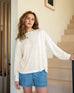 Women's White Lightweight Sweater One Size Front View