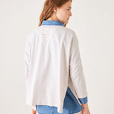 Women's White Oversized Slub Tee With Red Heart