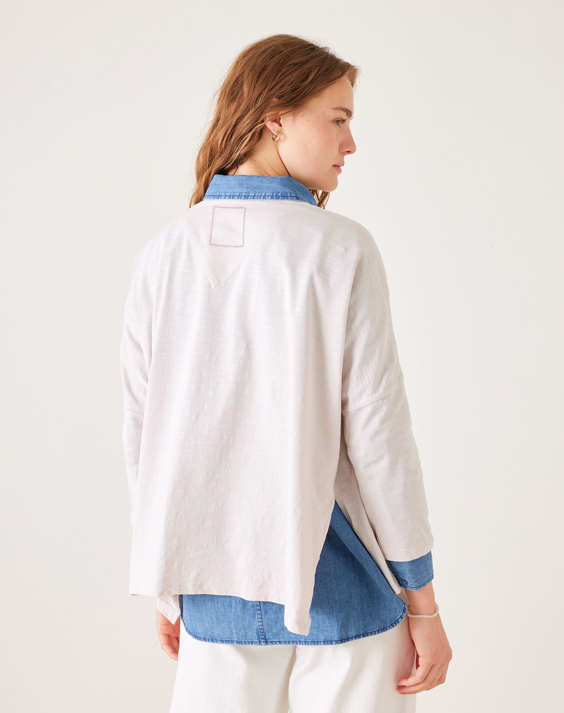 Women's White Oversized Slub Tee With Red Heart