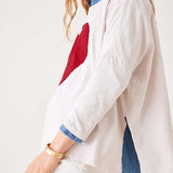 Women's White Oversized Slub Tee With Red Heart