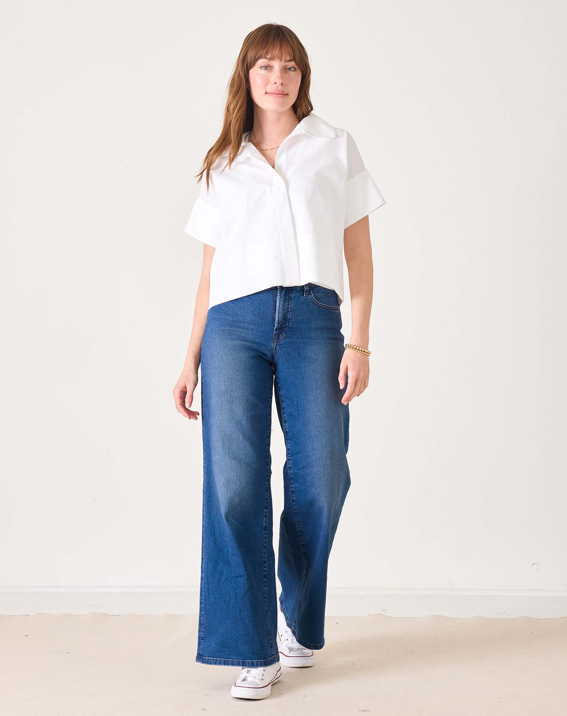 Women's White Short Sleeve Top