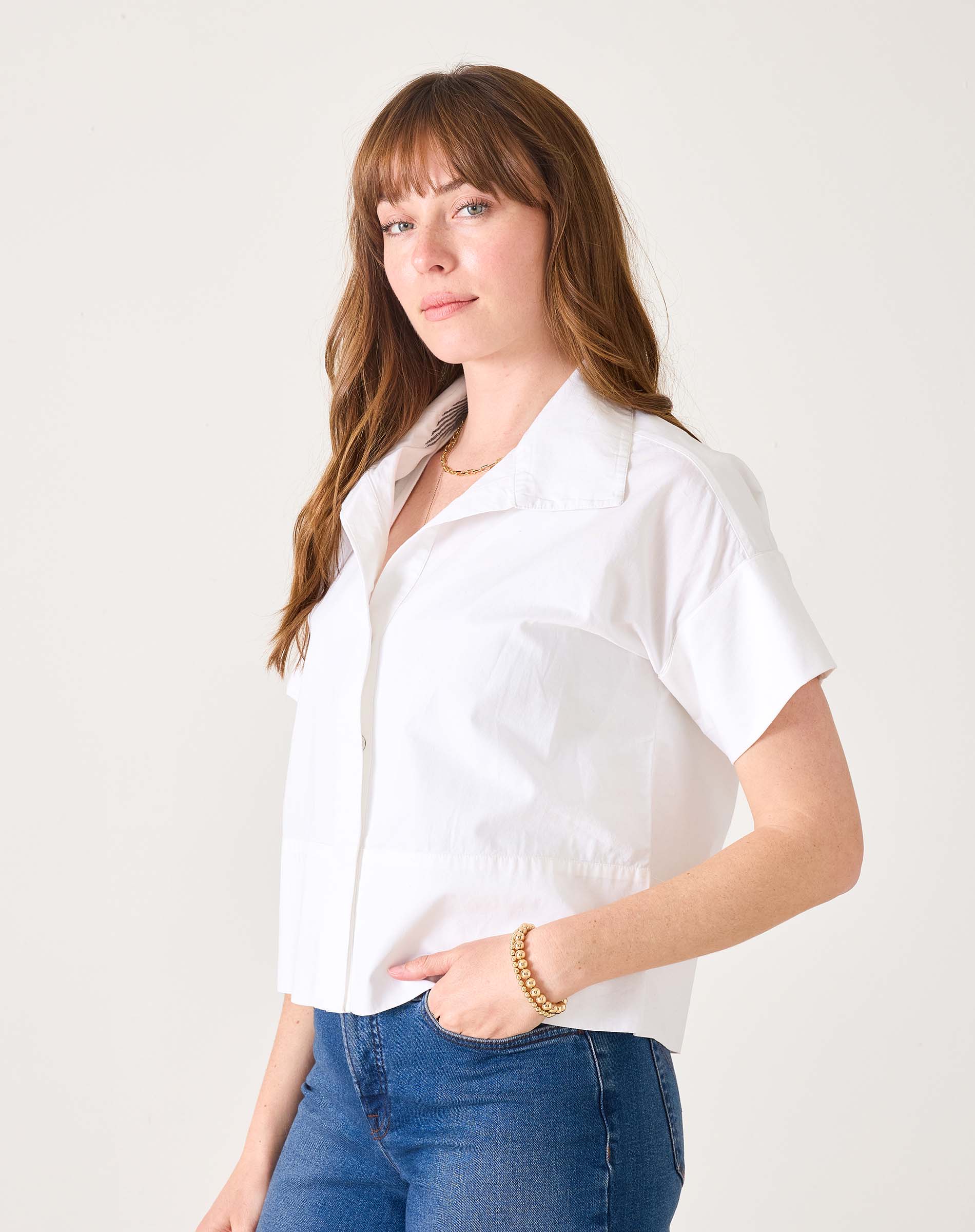 Women's White Short Sleeve Top