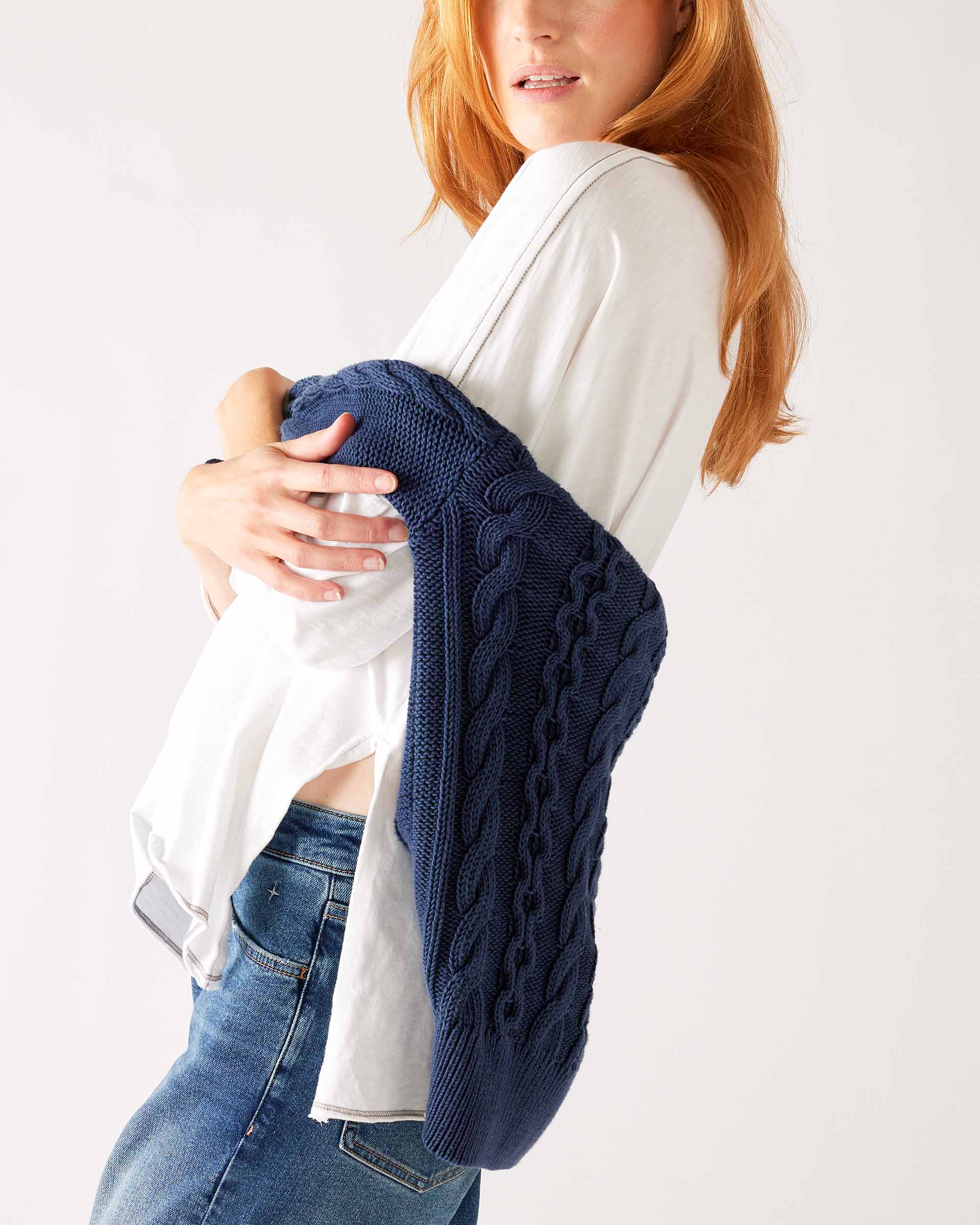 Women's One Size Tee in White Side View with Layering