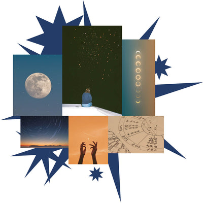 collage of zodiac based images and graphics to represent our zodiac collection scent