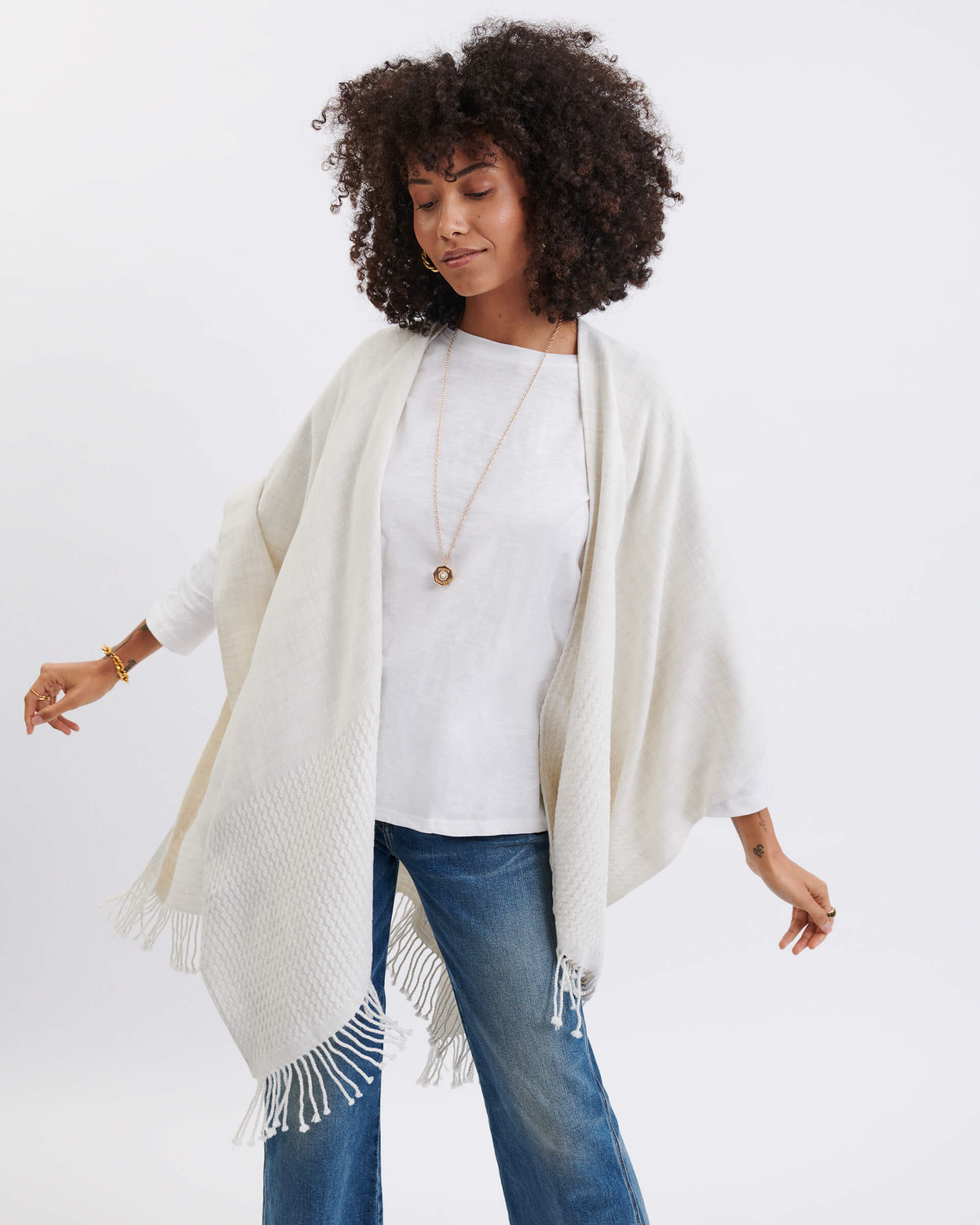 Women's One Size Cream Travel Wrap Front View