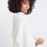 Women's One Size Cream Travel Wrap Side View Shoulder Detail