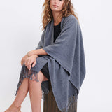 Women's One Size Gray Travel Wrap Front View Sitting