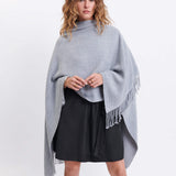 Women's One Size Light Gray Travel Wrap Front View Drape Over Shoulder