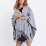 Women's One Size Light Gray Travel Wrap Front View