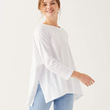 Women's One Size Tee in White Side View Drape