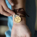 mersea colab gemini zodiac pendant on leather bracelet