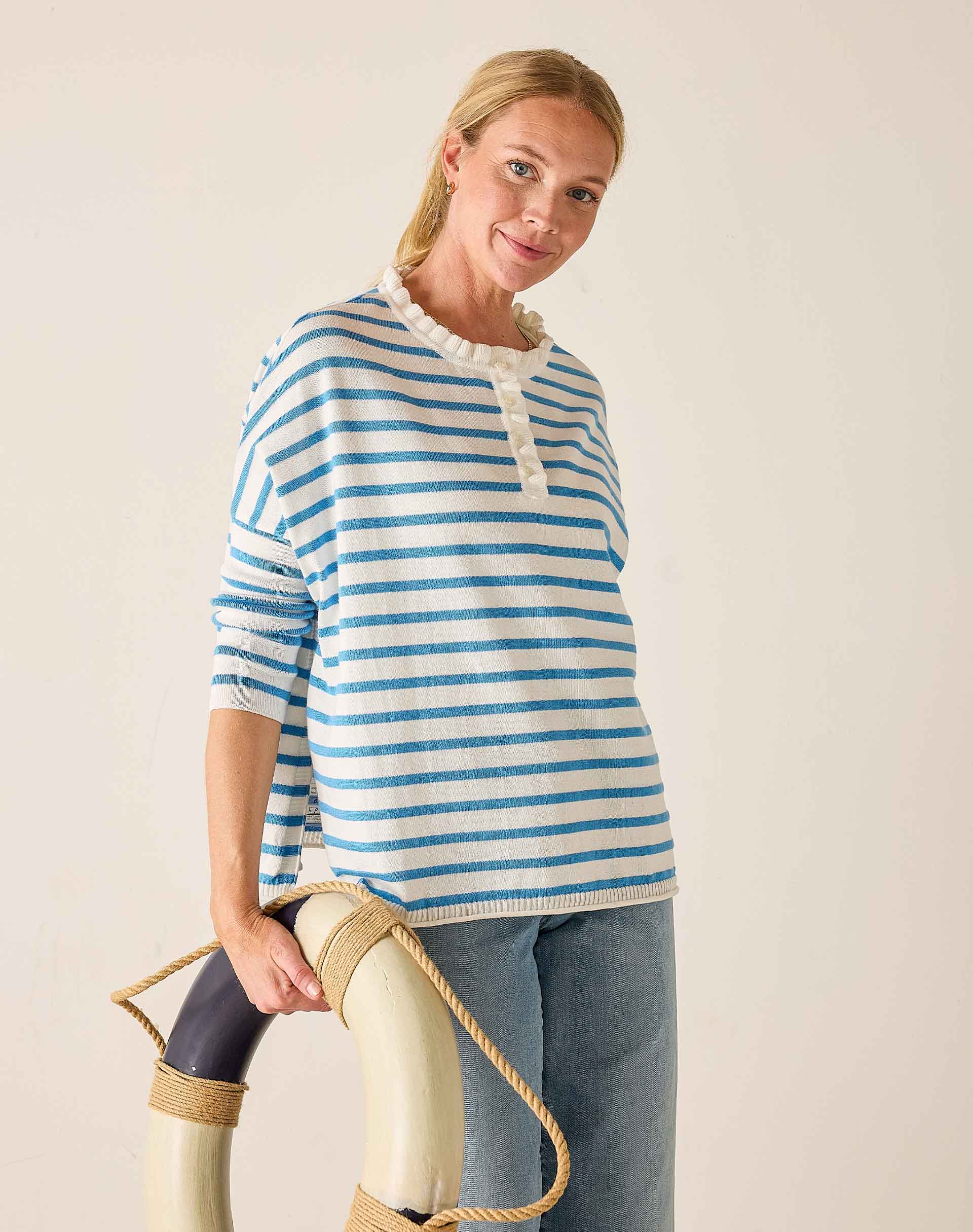 Catalina Cotton Ruffle Henley