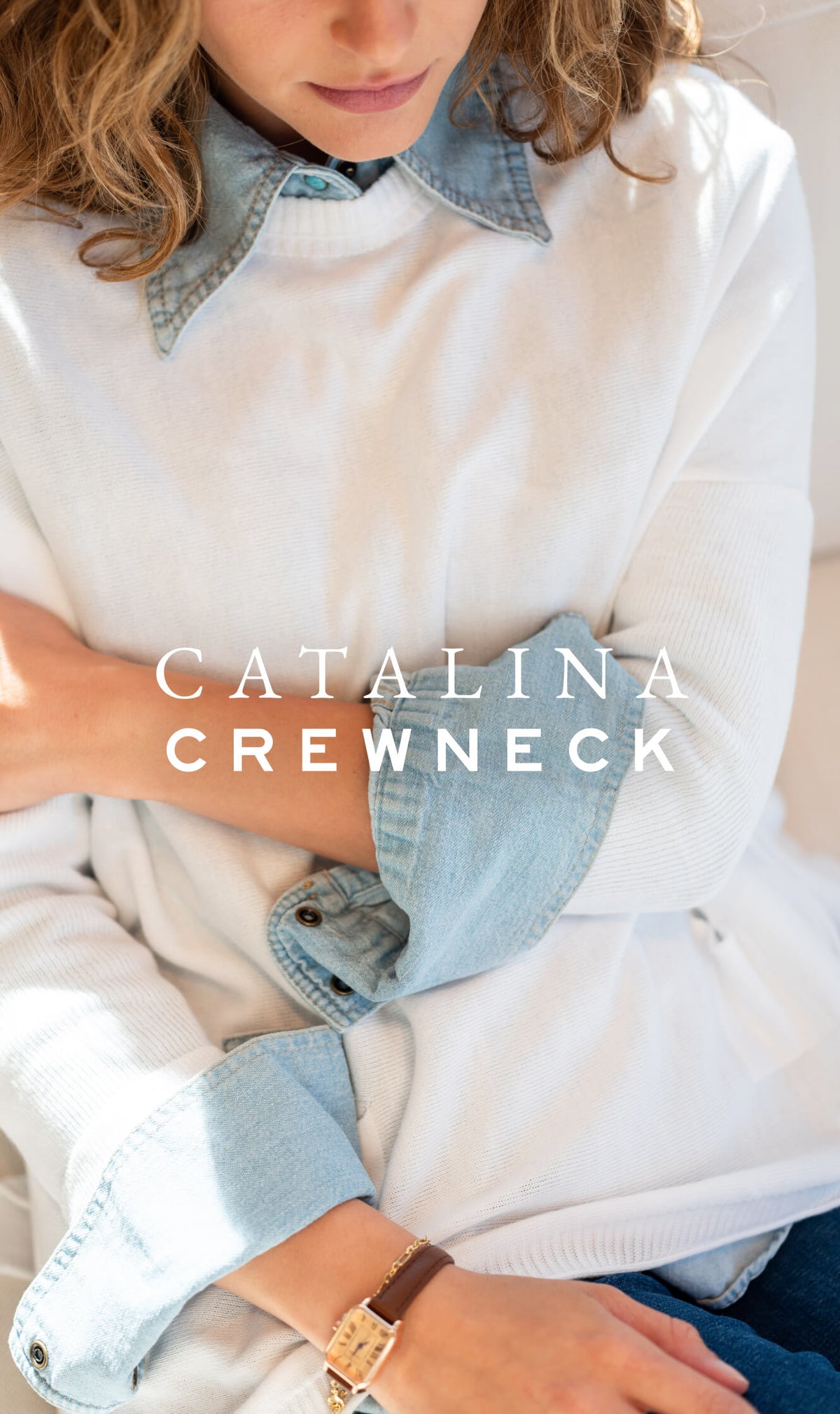 Promotional banner for the Catalina Crew Neck. Text: 'CATALINA CREWNECK'