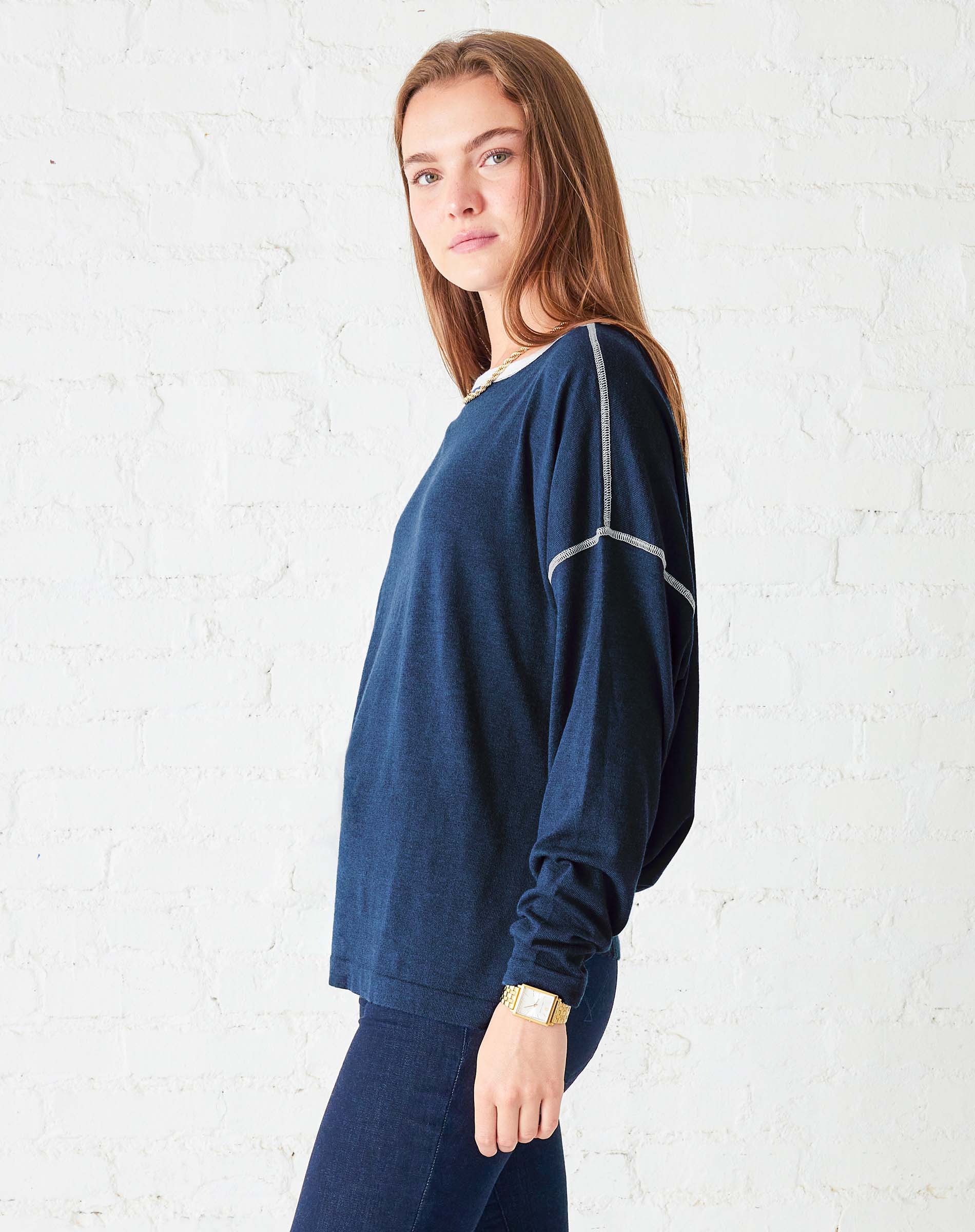 Women's Navy Lightweight Pullover Sweater