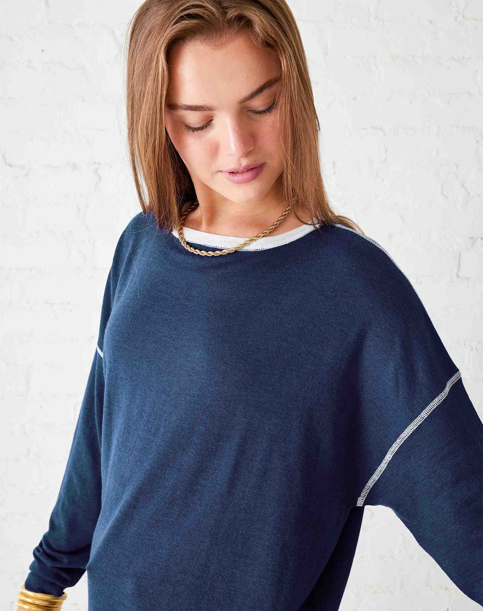 Women's Navy Lightweight Pullover Sweater