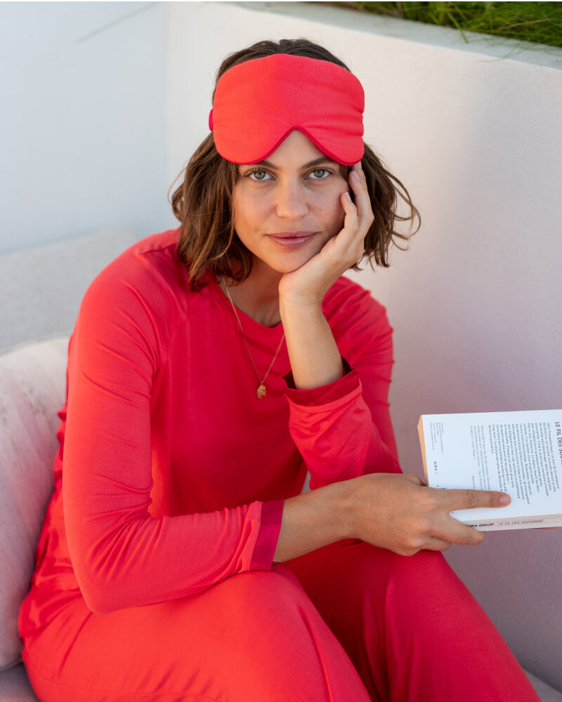 Satin Sailor Modal Pajama Set - Coral Bliss