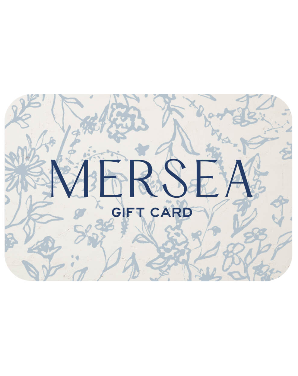 Gift card with floral design and 'MERSEA' branding on a white background