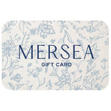 Gift card with floral design and 'MERSEA' branding on a white background