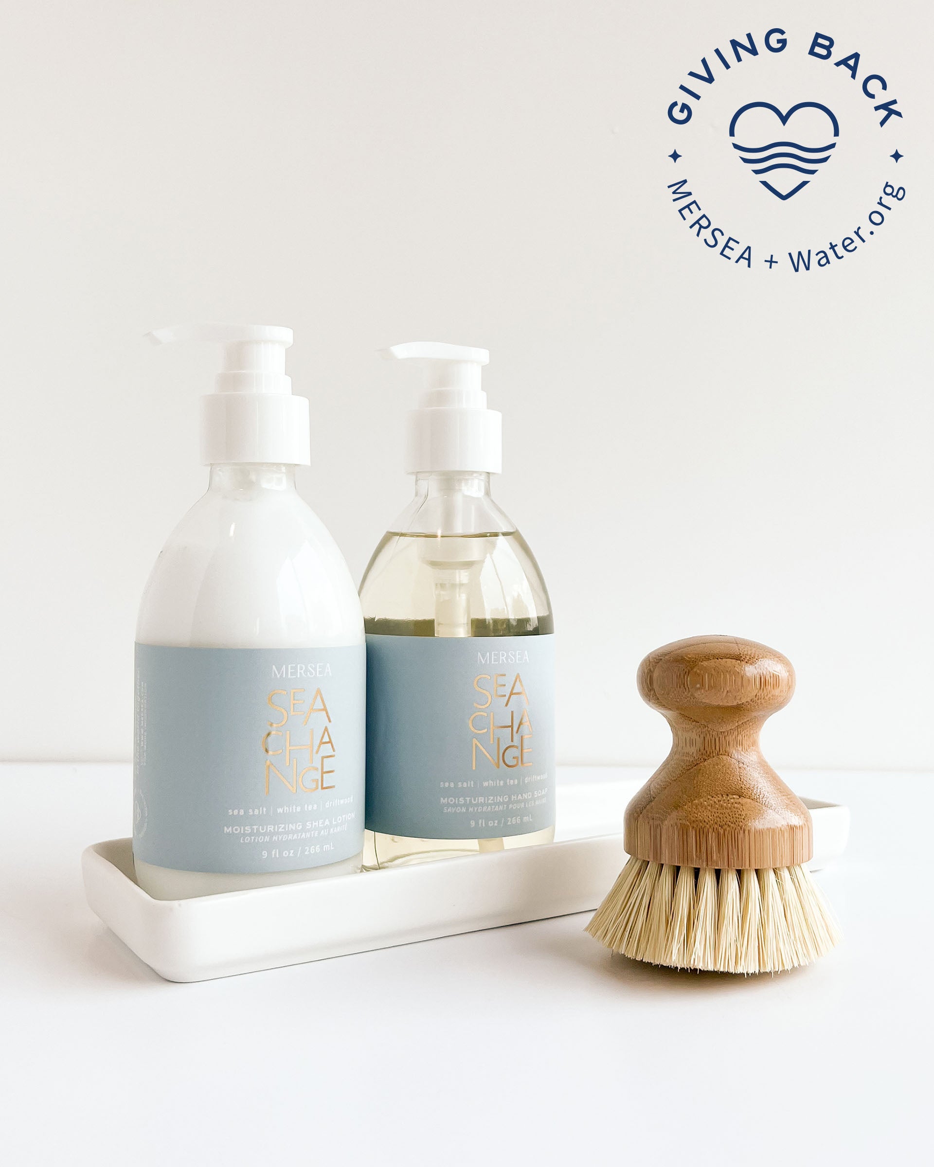 Sea Change  Shea Lotion & Hand Soap Set with Brush