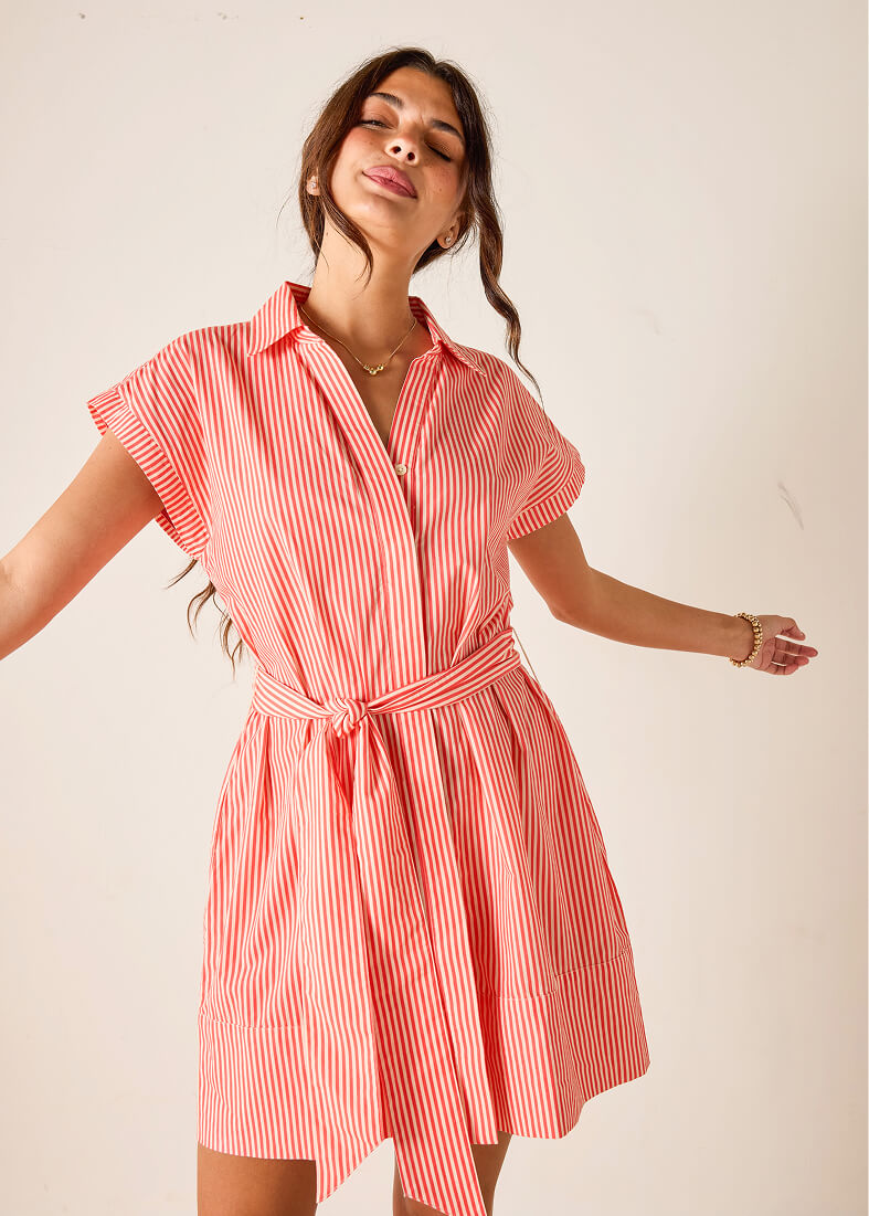 Sailor Button Down Shirt Dress