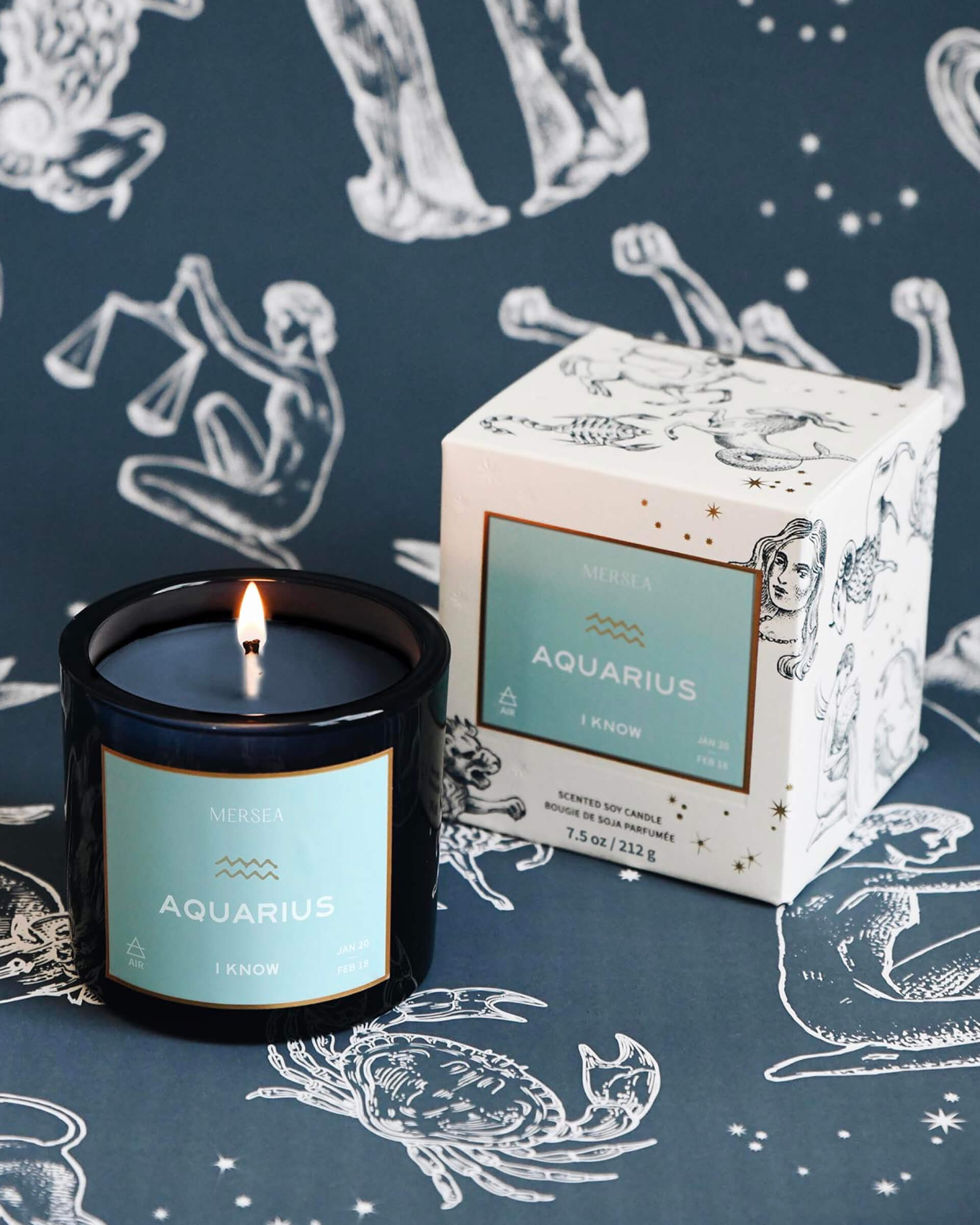 Aquarius Zodiac Candle January 20 February 18