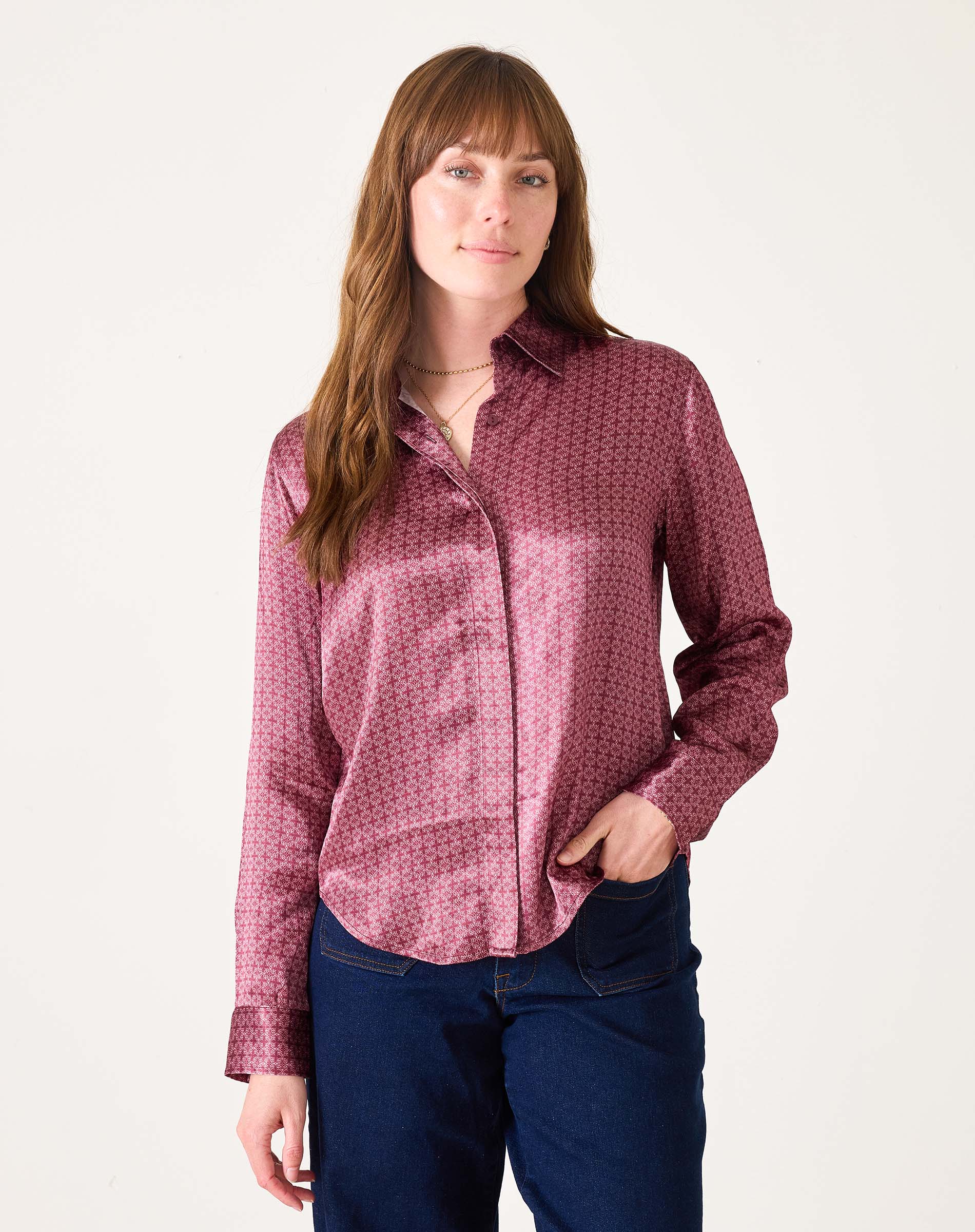 Alcott Satin Button Up Shirt