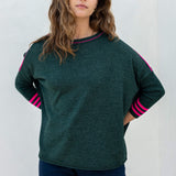 Women's Green Pink Holiday Oversized Sweater