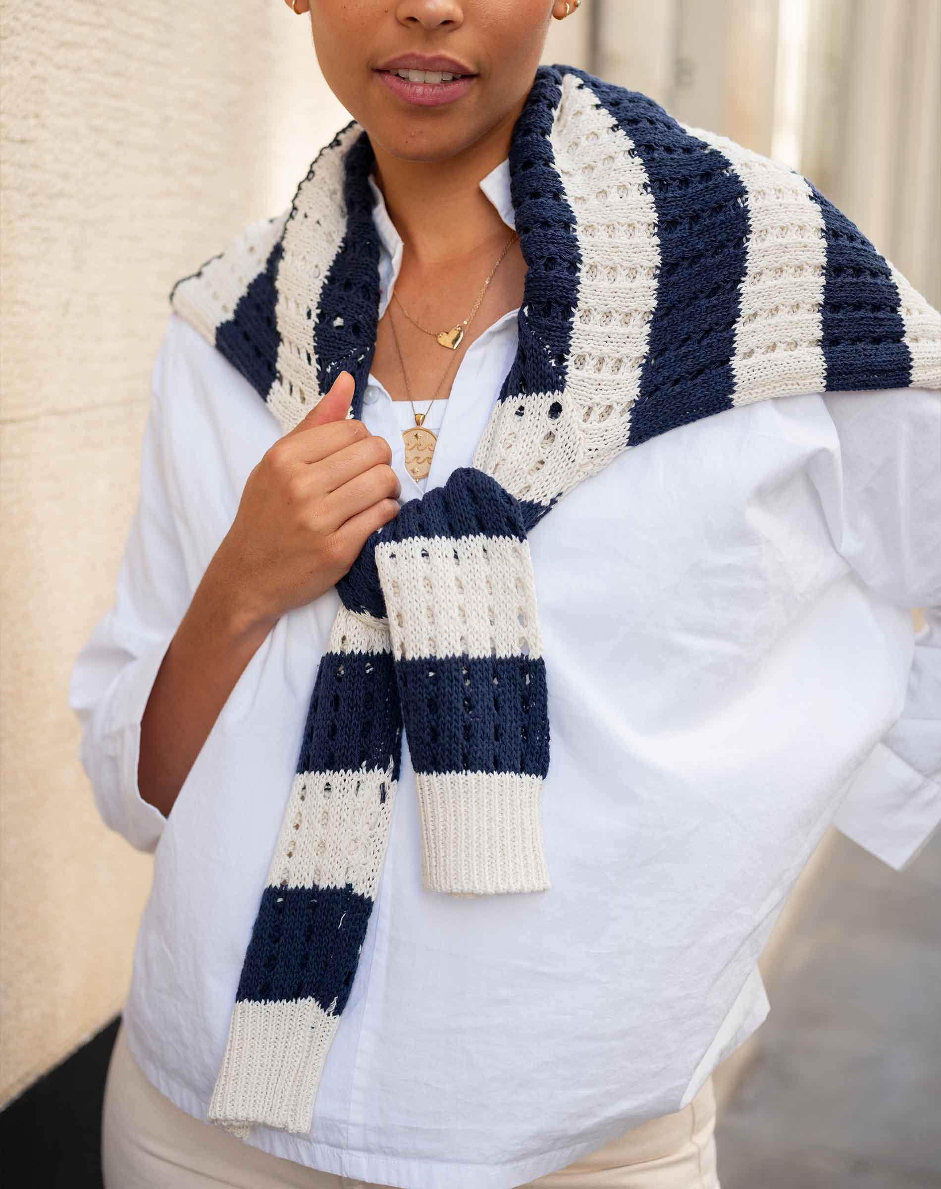 Amalfi Cotton Crewneck Sweater Voyageur by MERSEA | Timeless Sweater