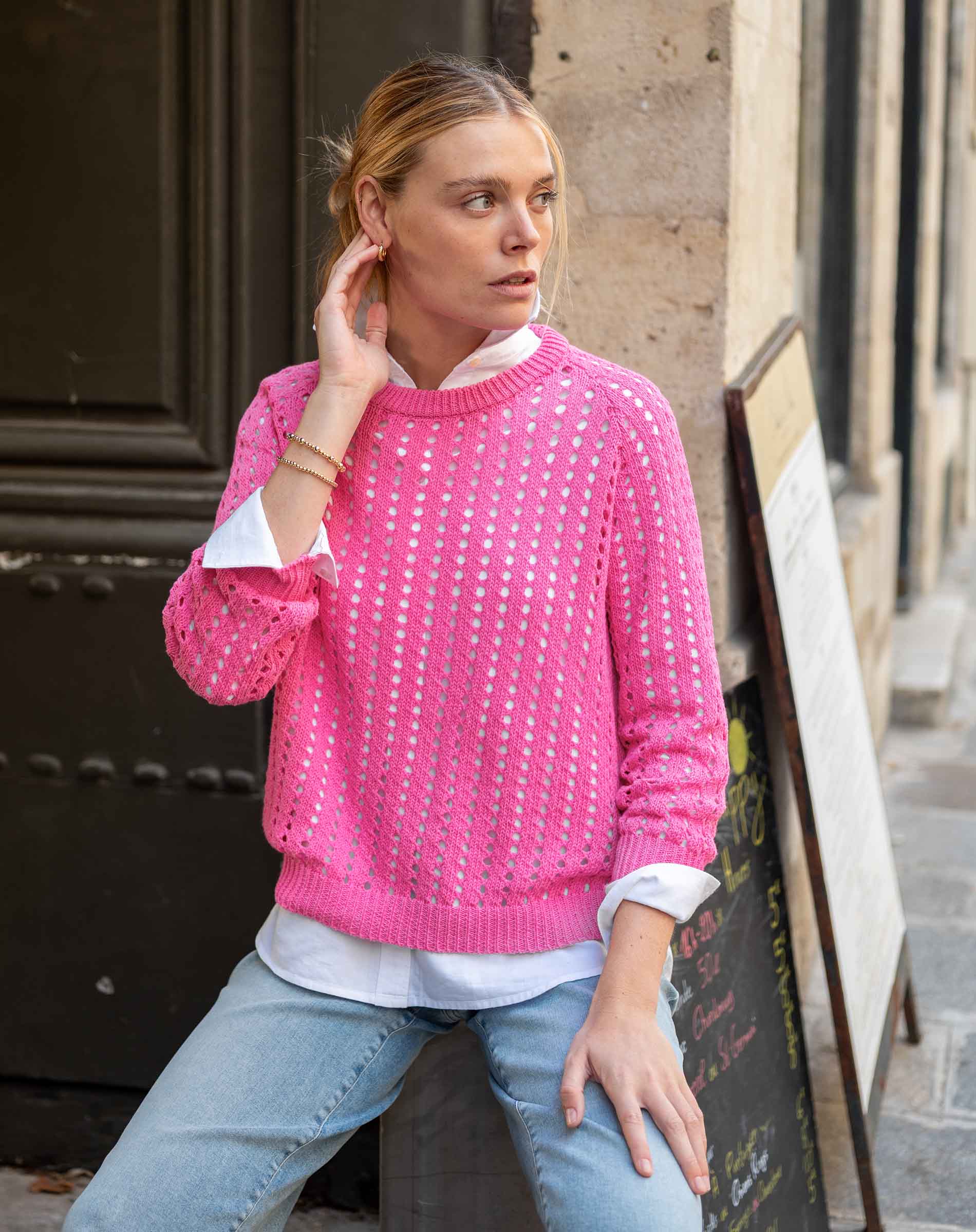 Amalfi Cotton Crochet Sweater
