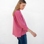 Women's Pink V-neck Cuff Tee for Fall