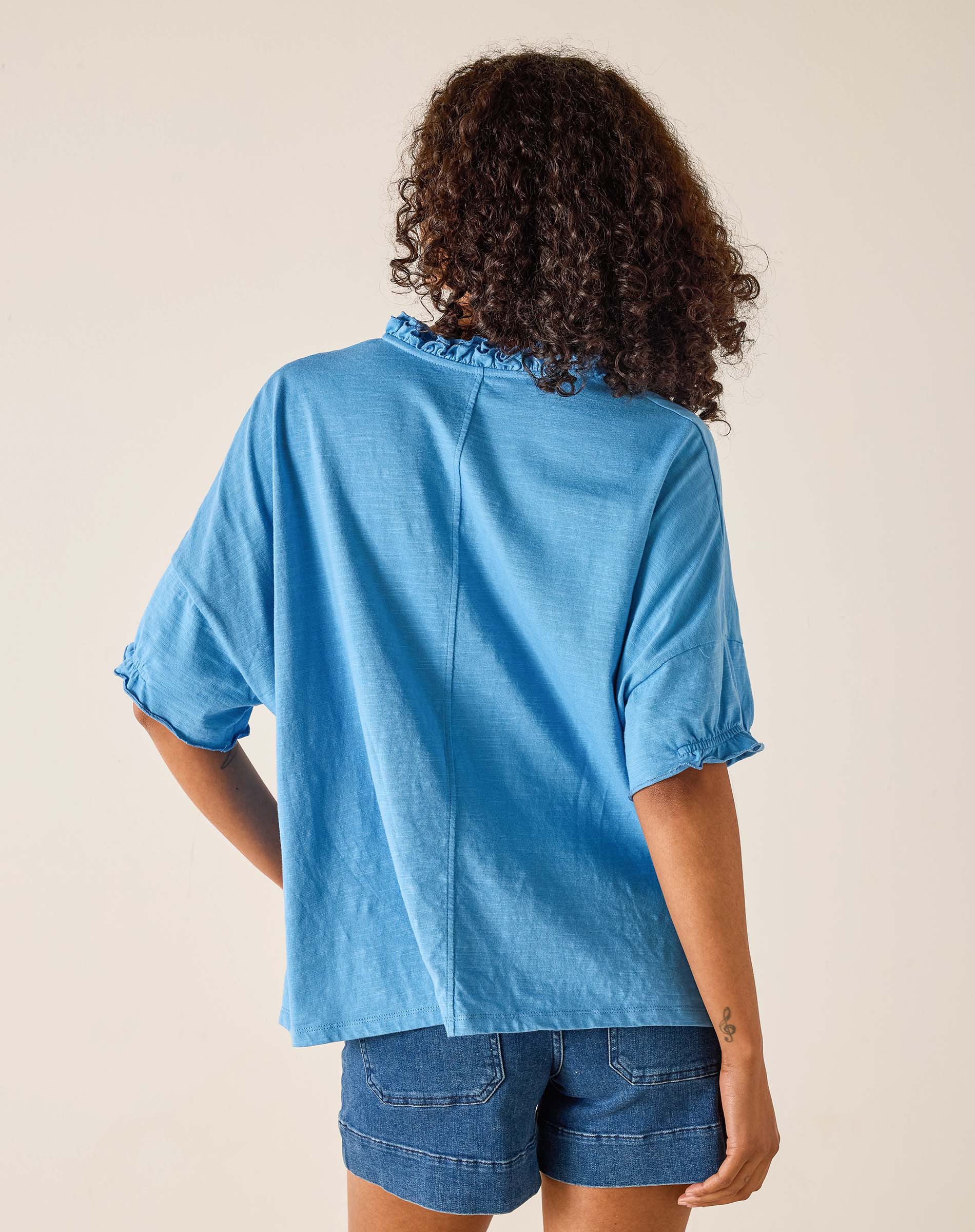 Amelia Short Sleeve Ruffle Tee by MERSEA | Everyday Classic