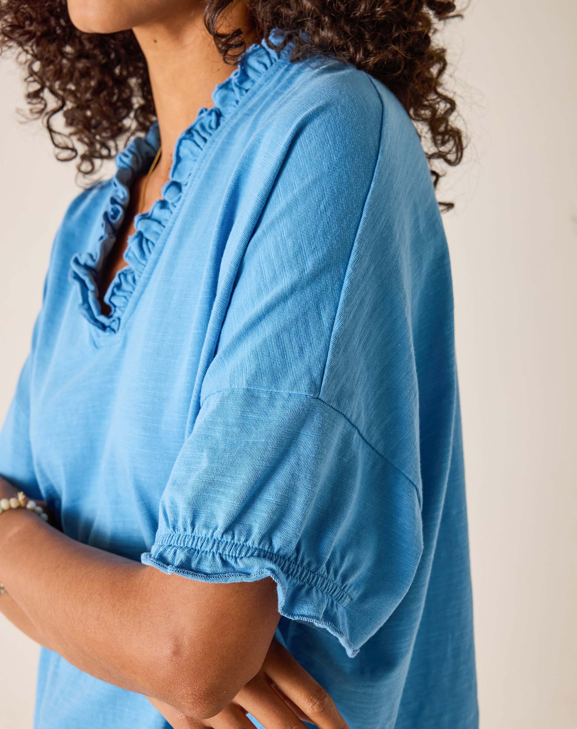 Amelia Short Sleeve Ruffle Tee by MERSEA | Everyday Classic