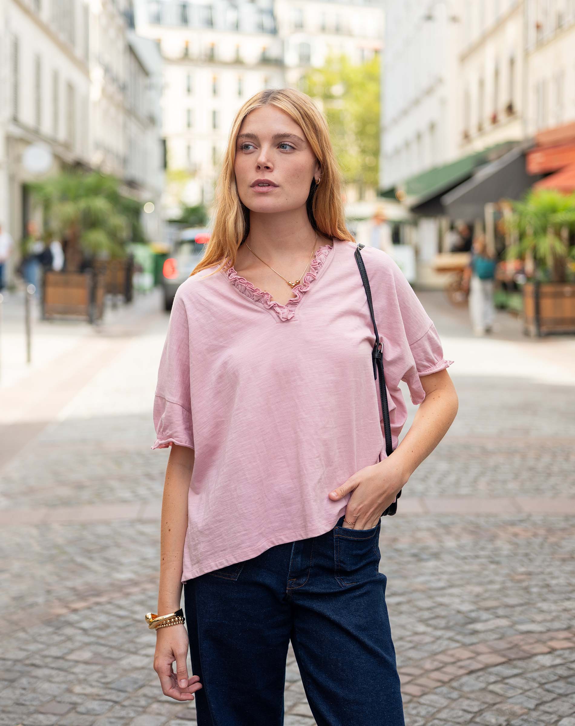 Amelia Short Sleeve Ruffle Tee by MERSEA | Everyday Classic