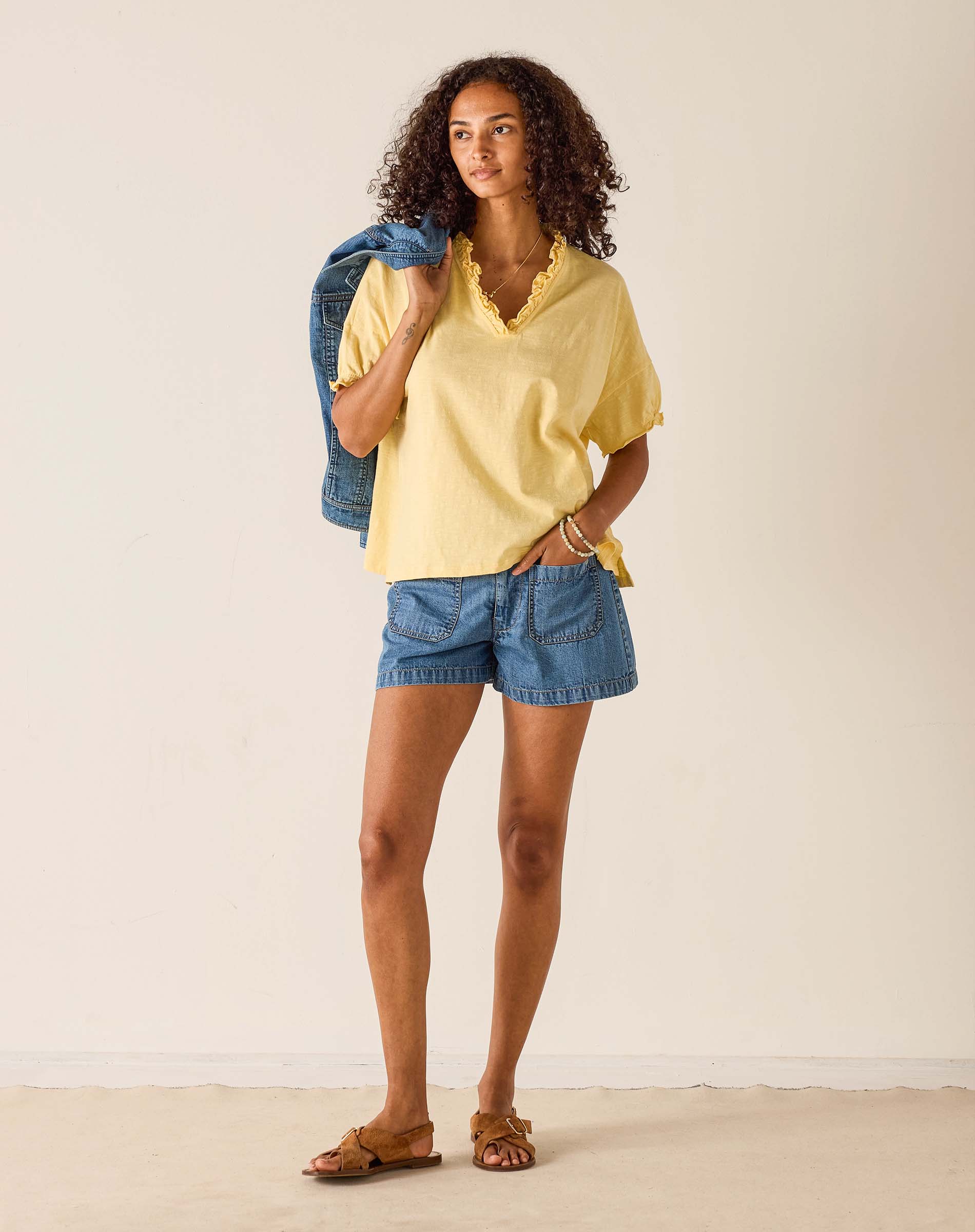 Amelia Short Sleeve Ruffle Tee by MERSEA | Everyday Classic