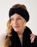 closeup of woman wearing mersea black apres headband
