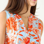 Women's Orange Floral Sleeveless Mini Dress