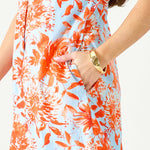 Women's Orange Floral Sleeveless Mini Dress