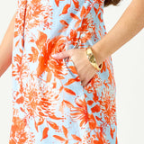 Women's Orange Floral Sleeveless Mini Dress