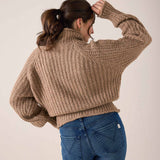 Beachstone knit oversized sweater in a soft tan hue.