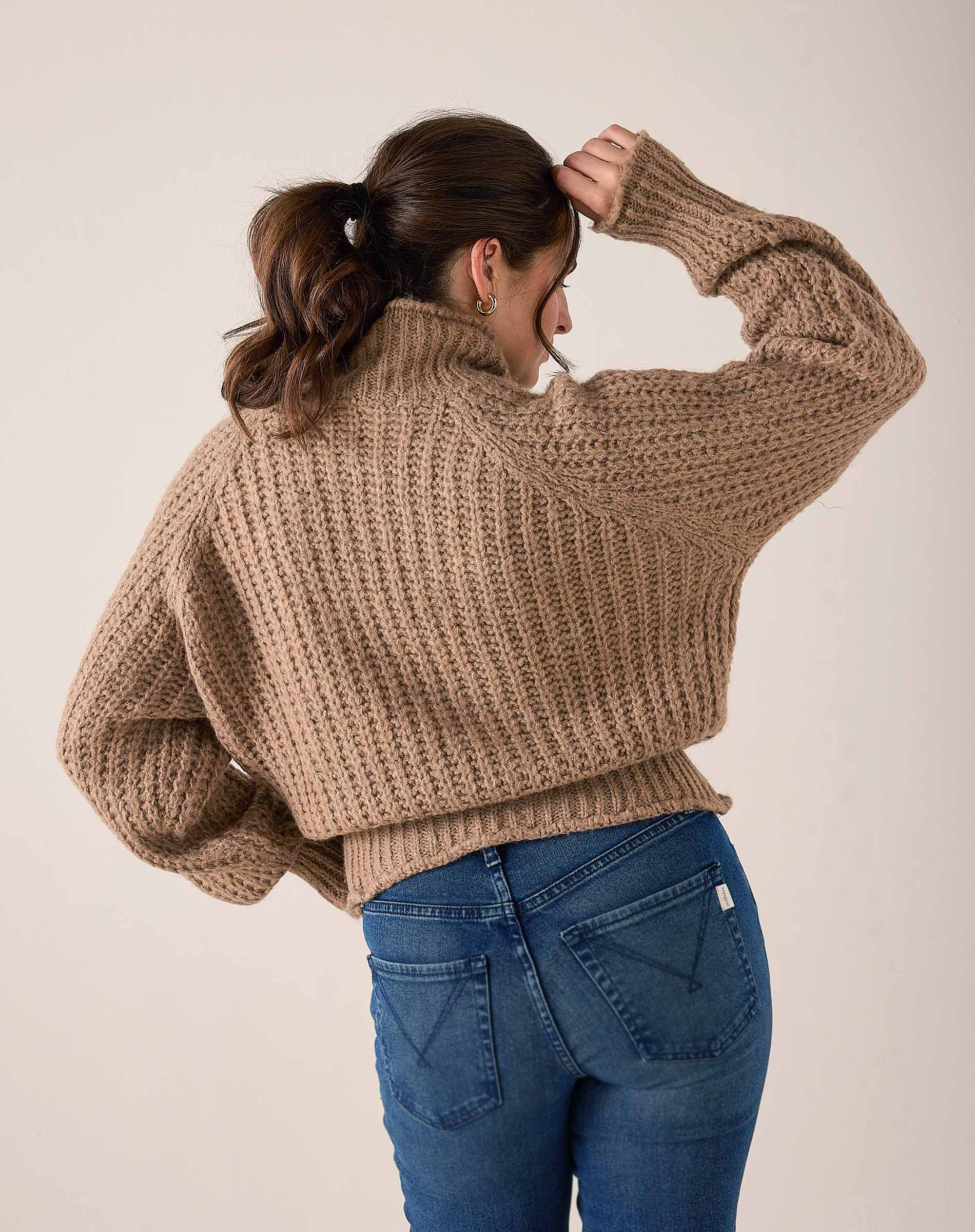 Beachstone knit oversized sweater in a soft tan hue.