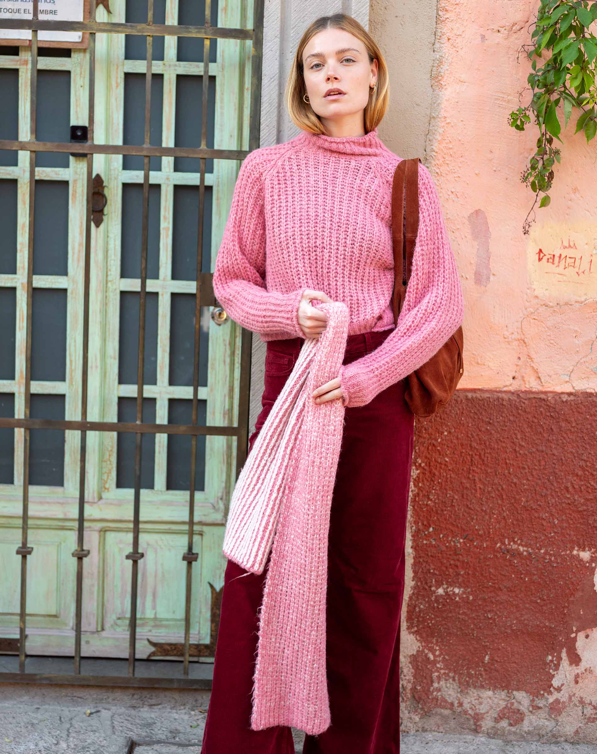 Women's Pink Turtleneck Sweater