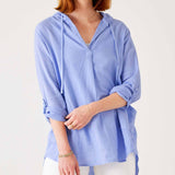 Women's Light Blue Linen Hoodie Tunic Coverup