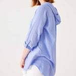 Women's Light Blue Linen Hoodie Tunic Coverup