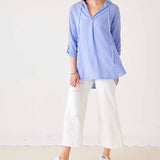 Women's Light Blue Linen Hoodie Tunic Coverup