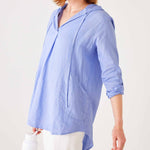 Women's Light Blue Linen Hoodie Tunic Coverup