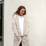 Women's Neutral Cozy Duster With Hood